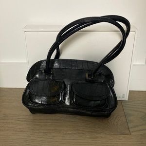 Vintage Embossed python black leather bag